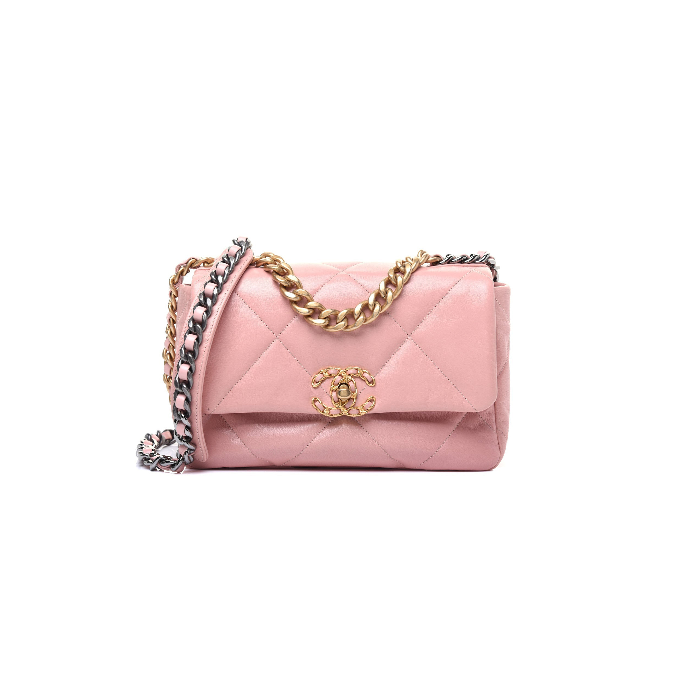Ch*el quilted medium 19 flap light pink (26*16*9cm)